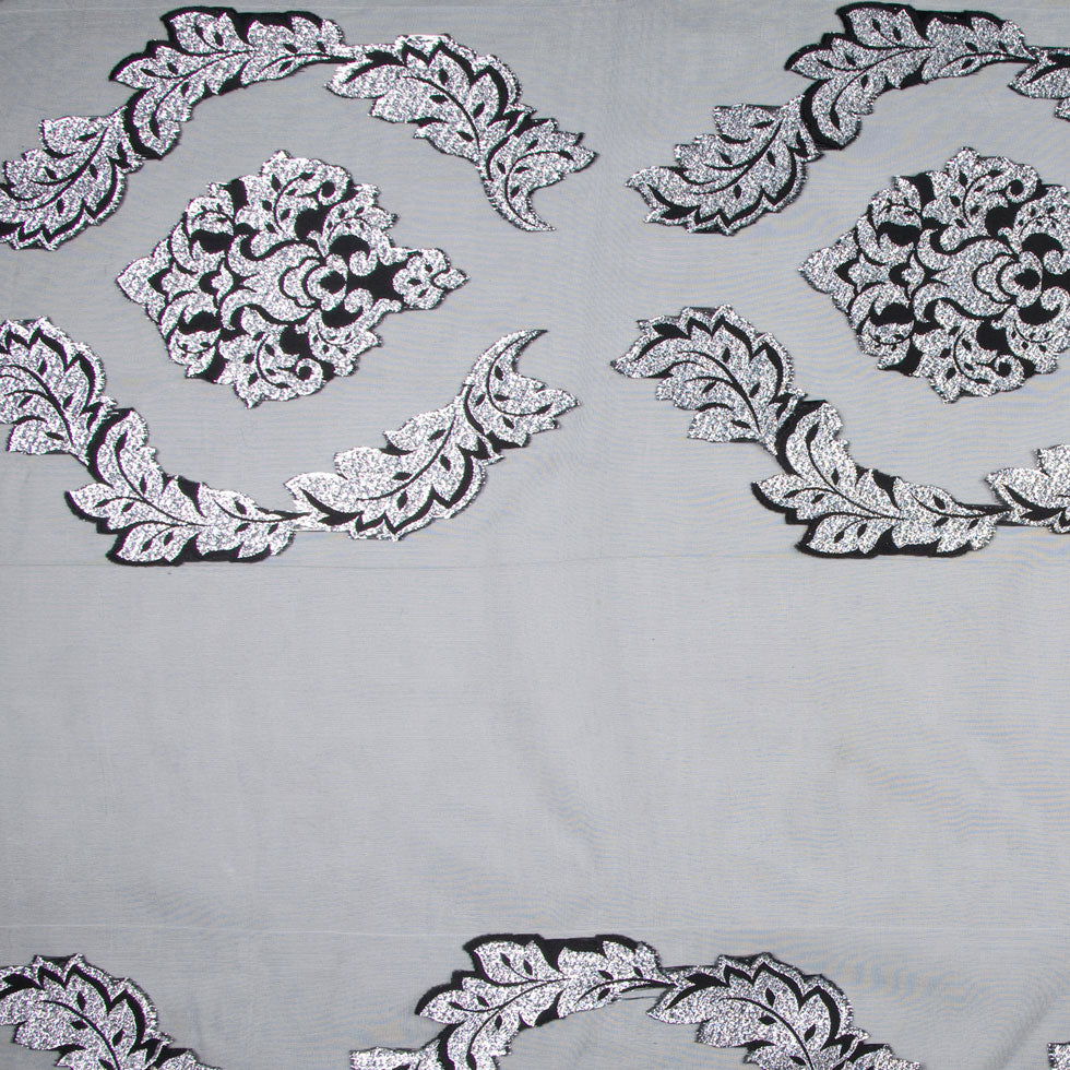 Black/Silver Damask Sheer