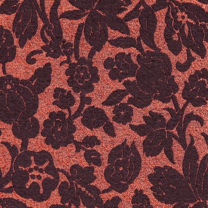 Chocolate/Orange Floral Woven Detail