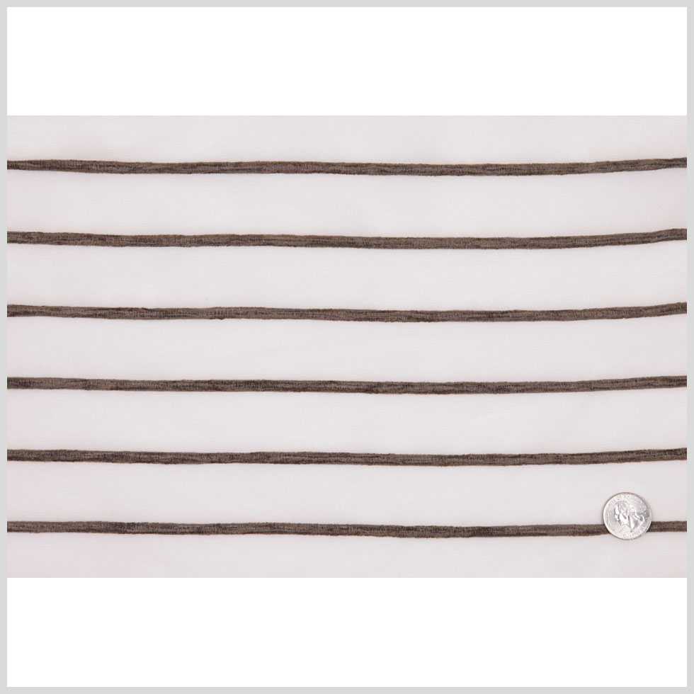 Ivory/Chocolate Stripes Striped Sheer Full