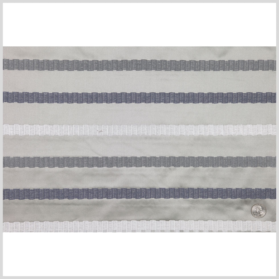 Steel/Blue/White Stripes Embroidery Stripe Full
