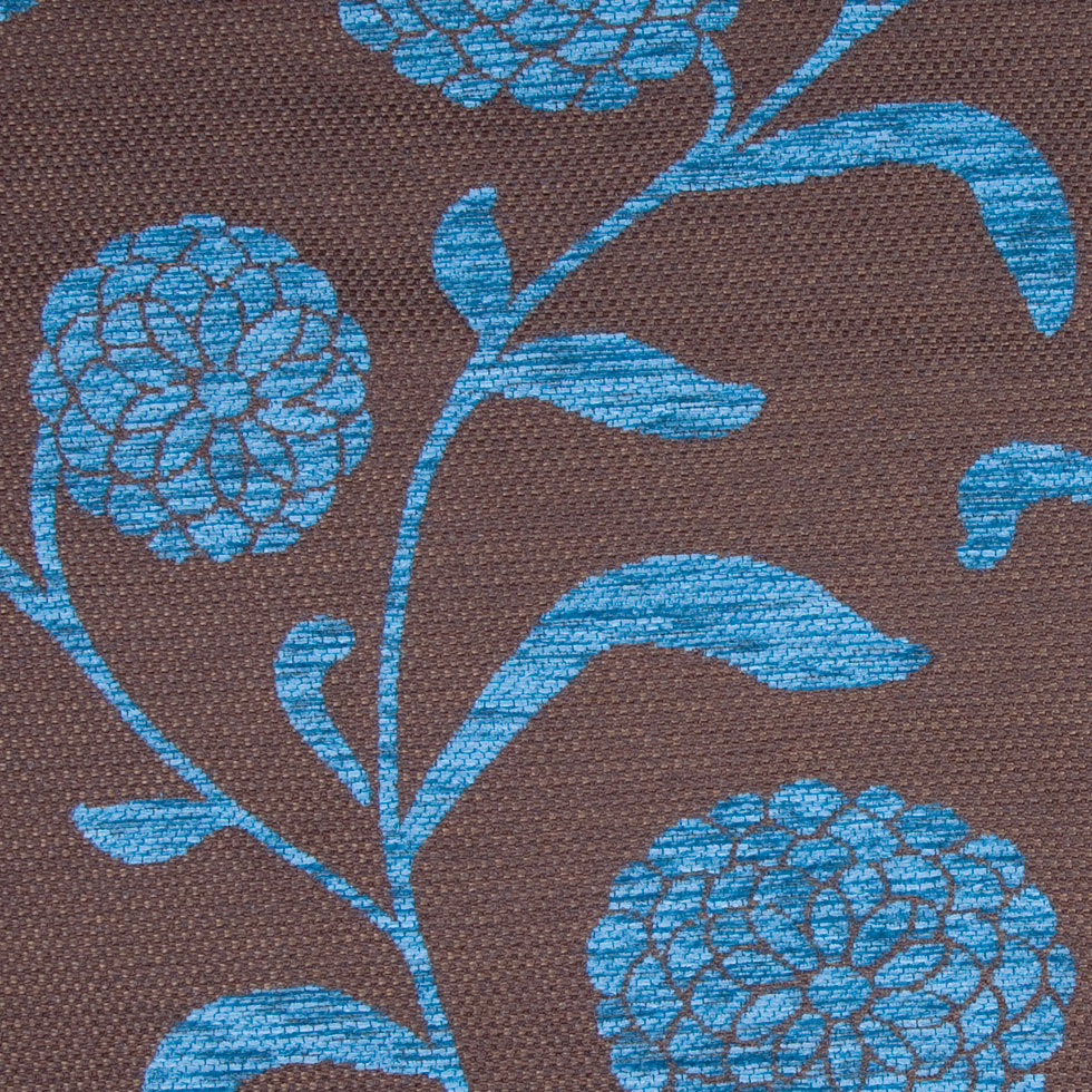 Chocolate/Blue Floral Chenille Detail