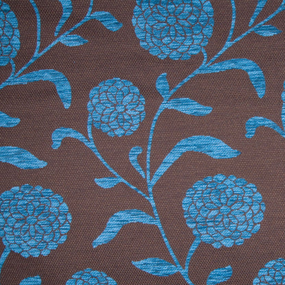 Chocolate/Blue Floral Chenille