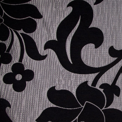 Platinum/Black Floral Brocade