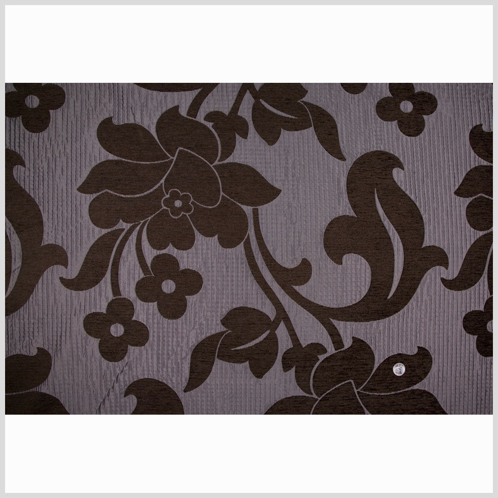 Heather Gray/Black-Brown Floral Brocade Full