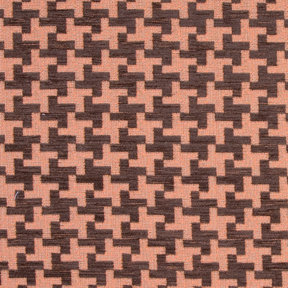 Chocolate/Tiger Lily Houndstooth Chenille Detail