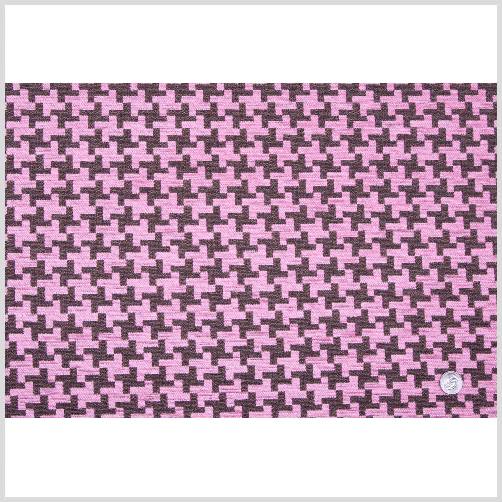 Raspberry Ice/Black-Brown Houndstooth Chenille