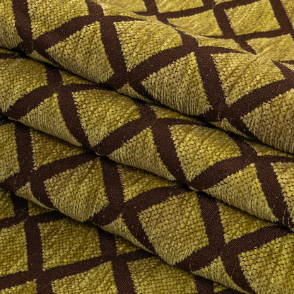 Italian Kiwi and Chocolate Diamond Chenille Jacquard Folded