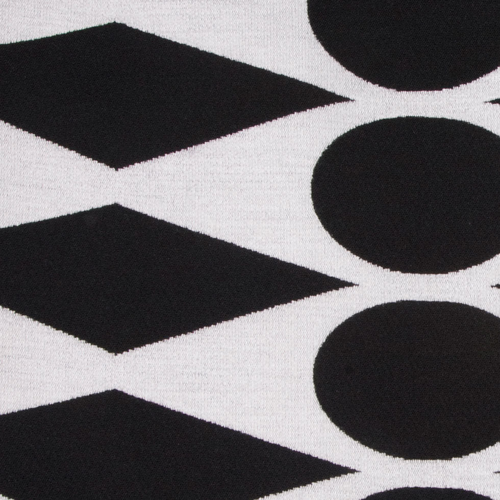 White/Black Geometric Chenille Detail