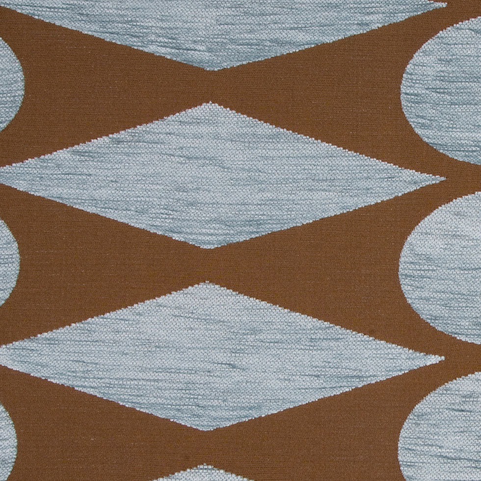 Sky Blue/Chocolate Geometric Chenille Detail