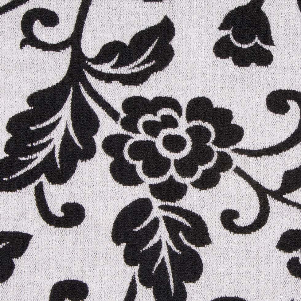 White/Black Floral Chenille Detail