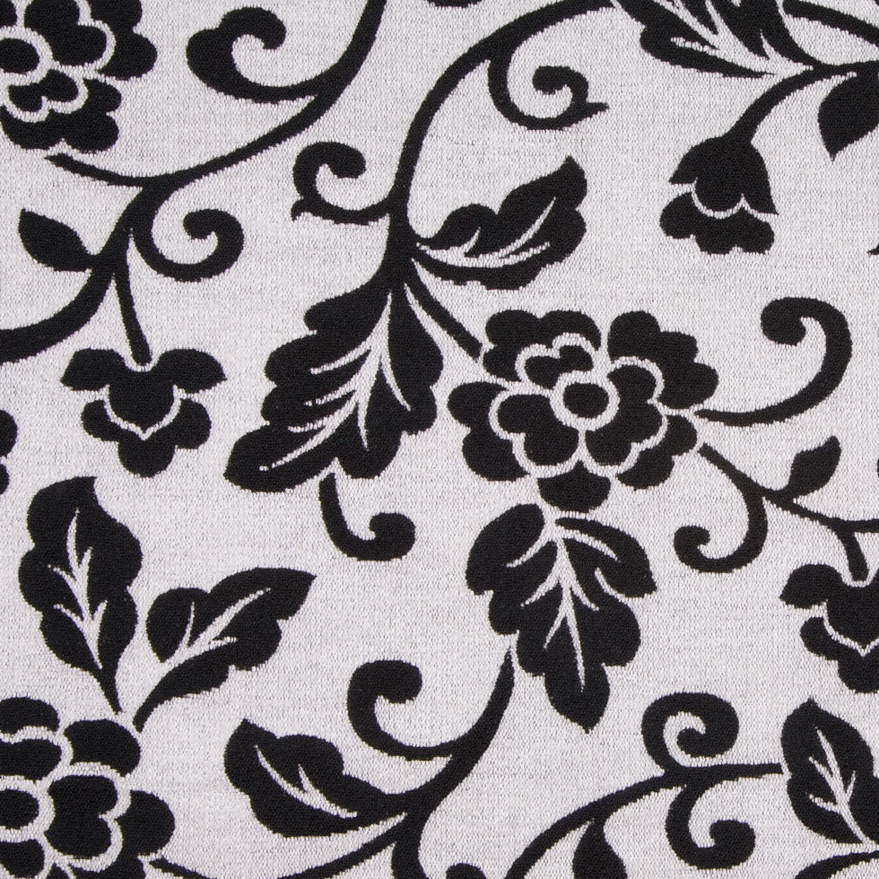 White/Black Floral Chenille