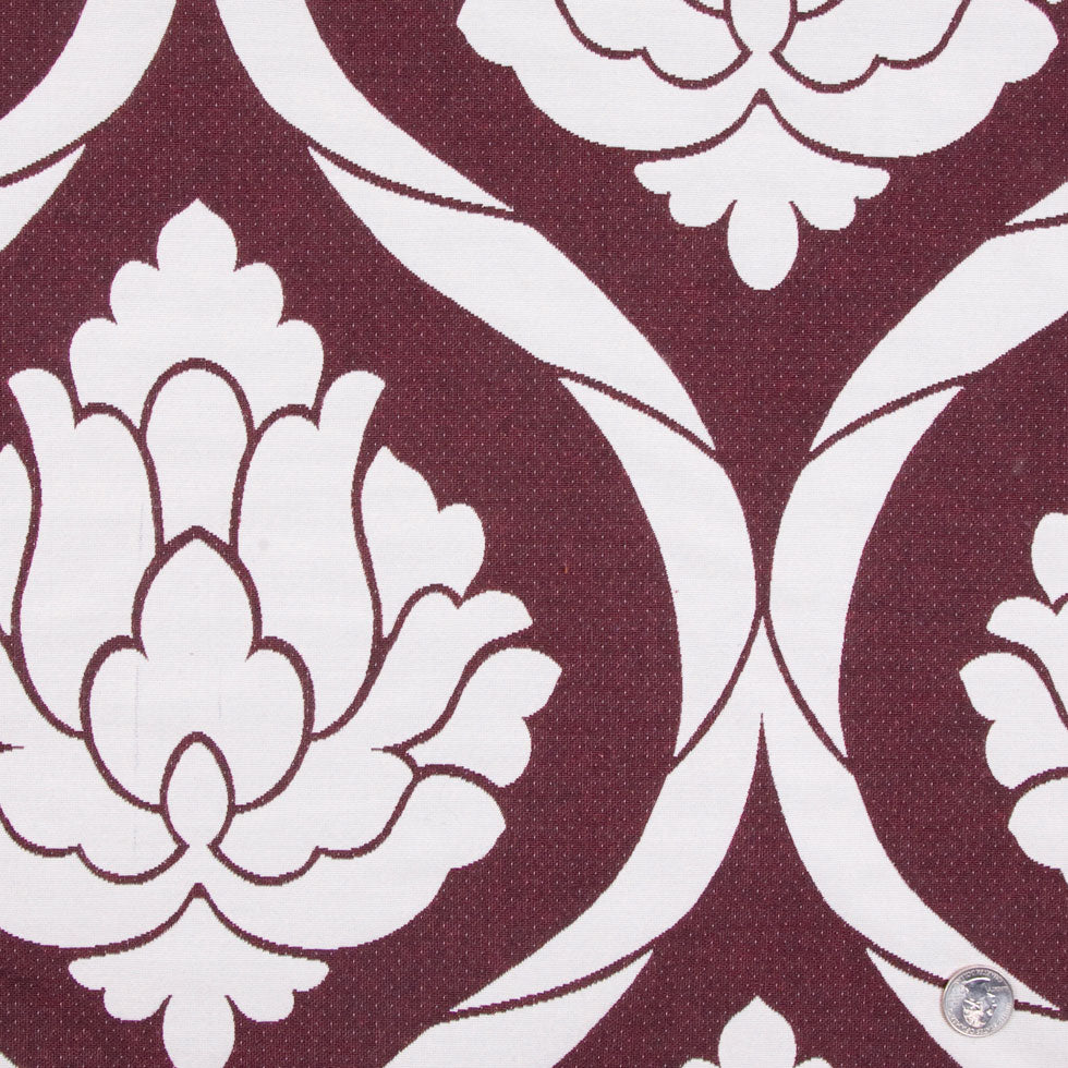 Burgundy/Natural Damask Woven Detail
