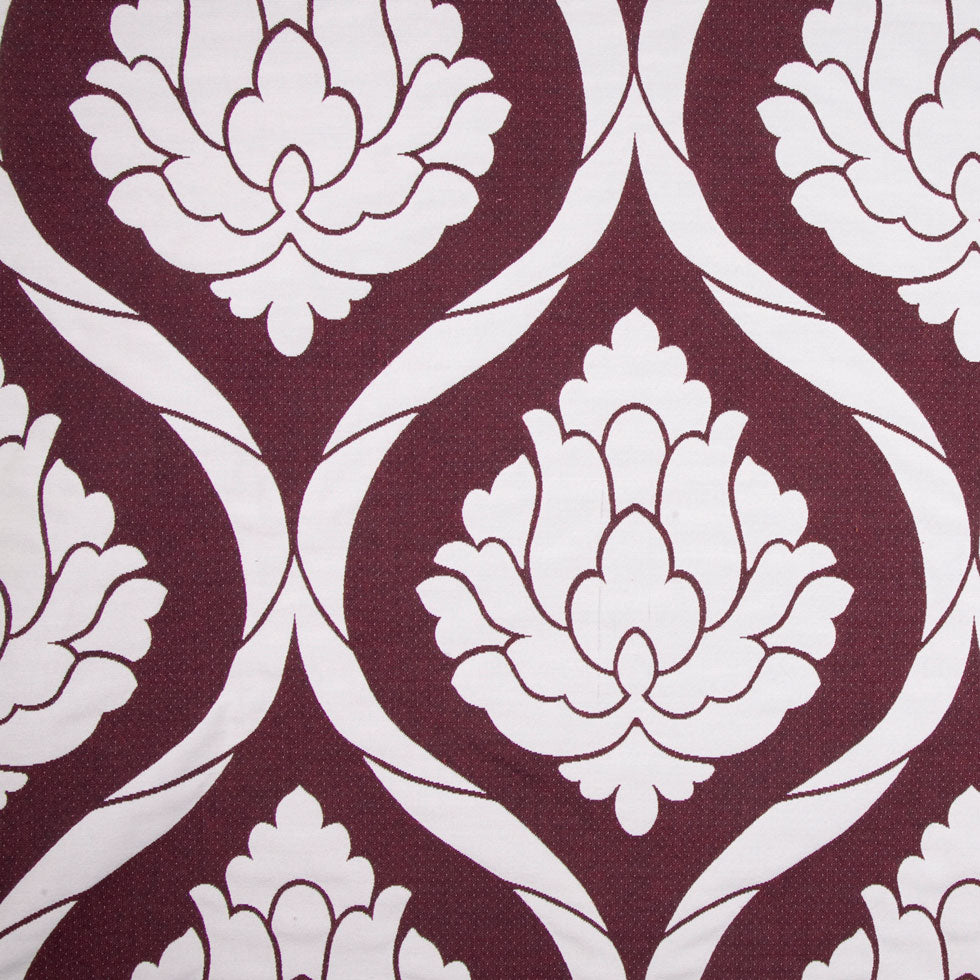 Burgundy/Natural Damask Woven