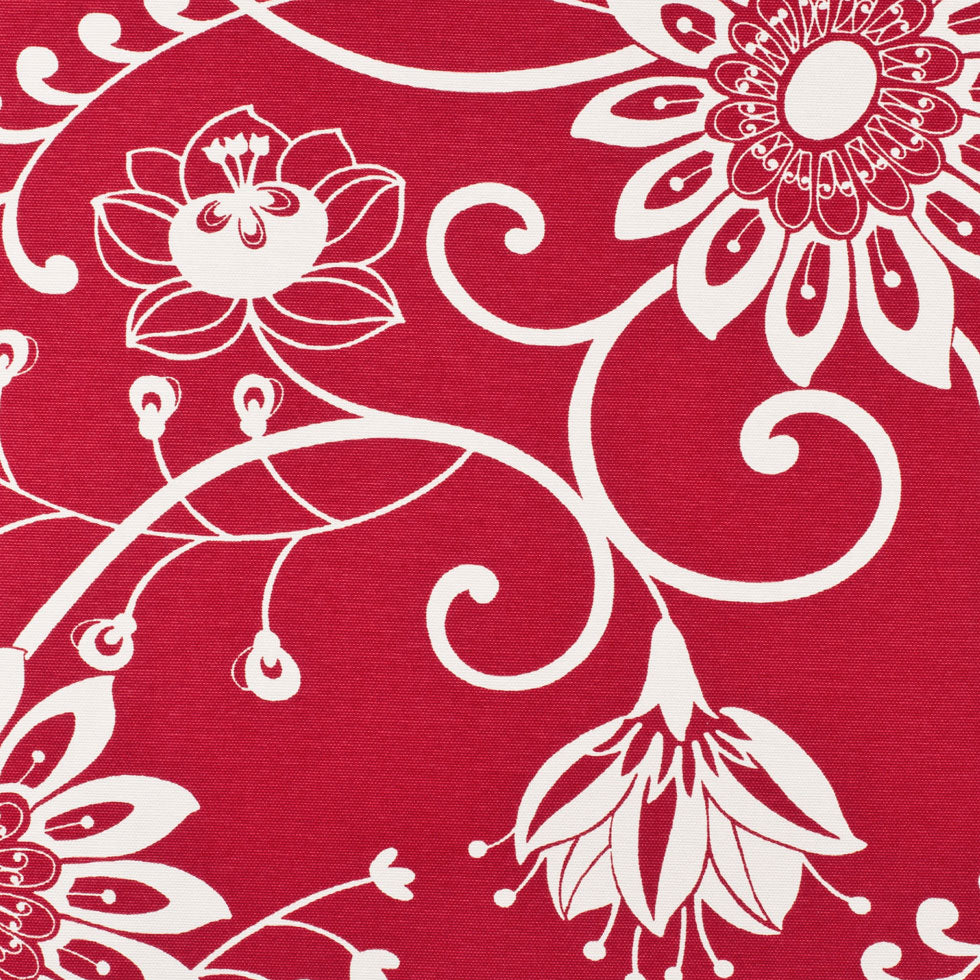 Off-White/Primary Red Floral Canvas