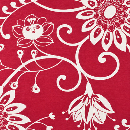 Off-White/Primary Red Floral Canvas