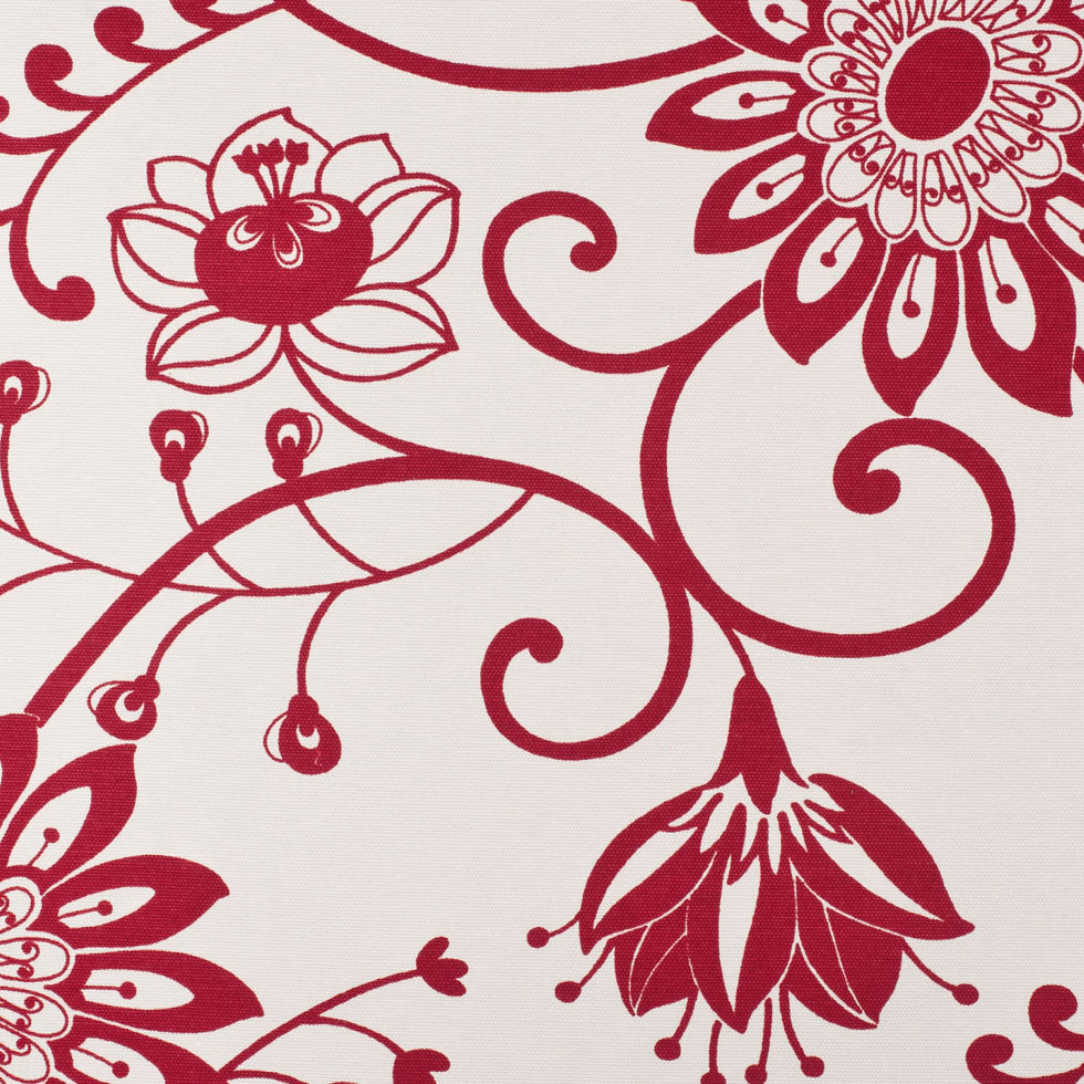 Off-White/Primary Red Floral Canvas