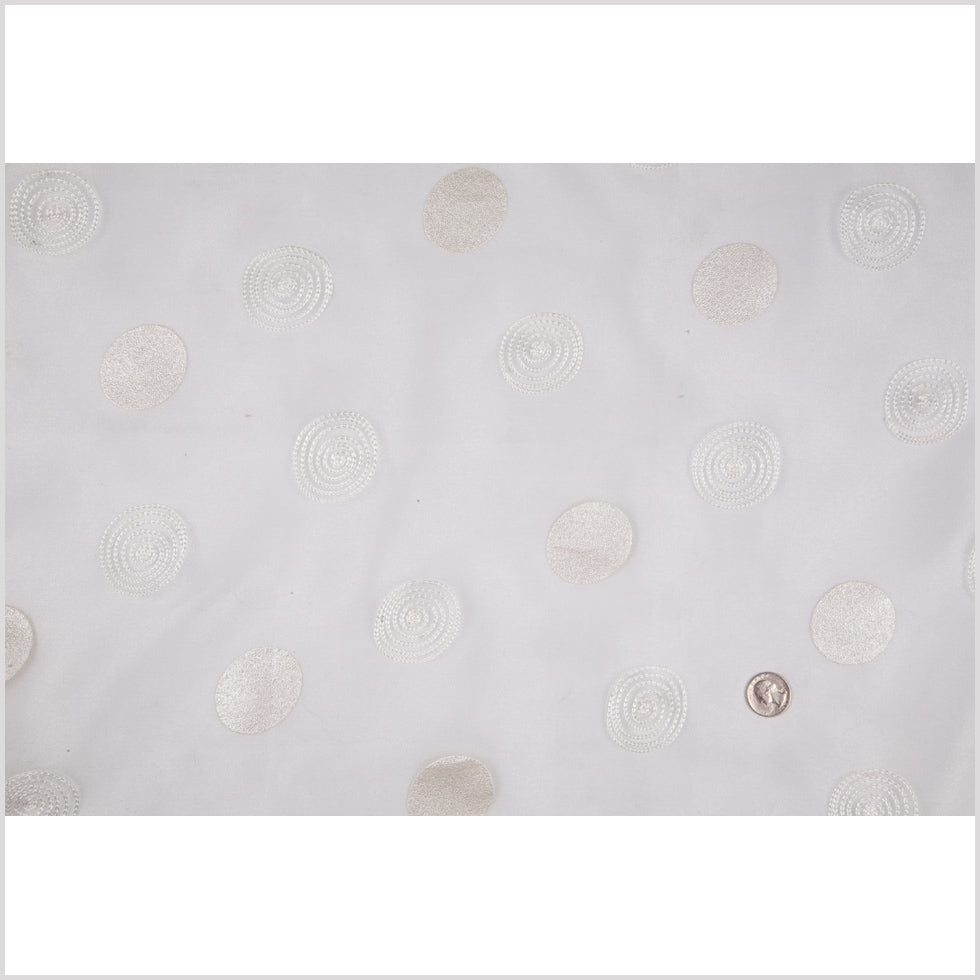White/Soft Silver Polka Dots Organza Full