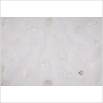 White/Soft Silver Polka Dots Organza Full