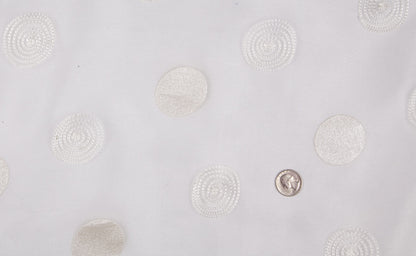 White/Soft Silver Polka Dots Organza