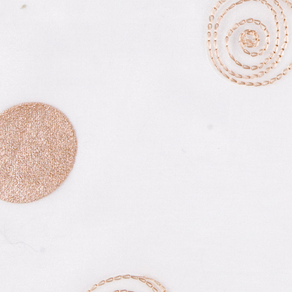White/Copper Polka Dots Organza Detail