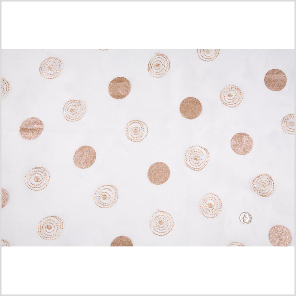 White/Copper Polka Dots Organza Full