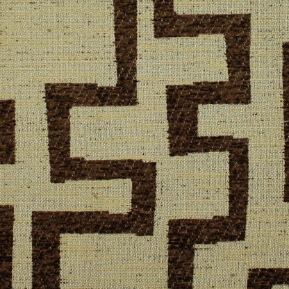 Chocolate/Beige Geometric Chenille Detail