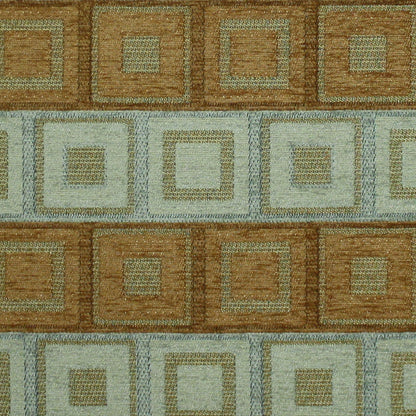 Sandstone/Duck Egg/Driftwood/Silver/Plateau Gold Checks Chenille Detail