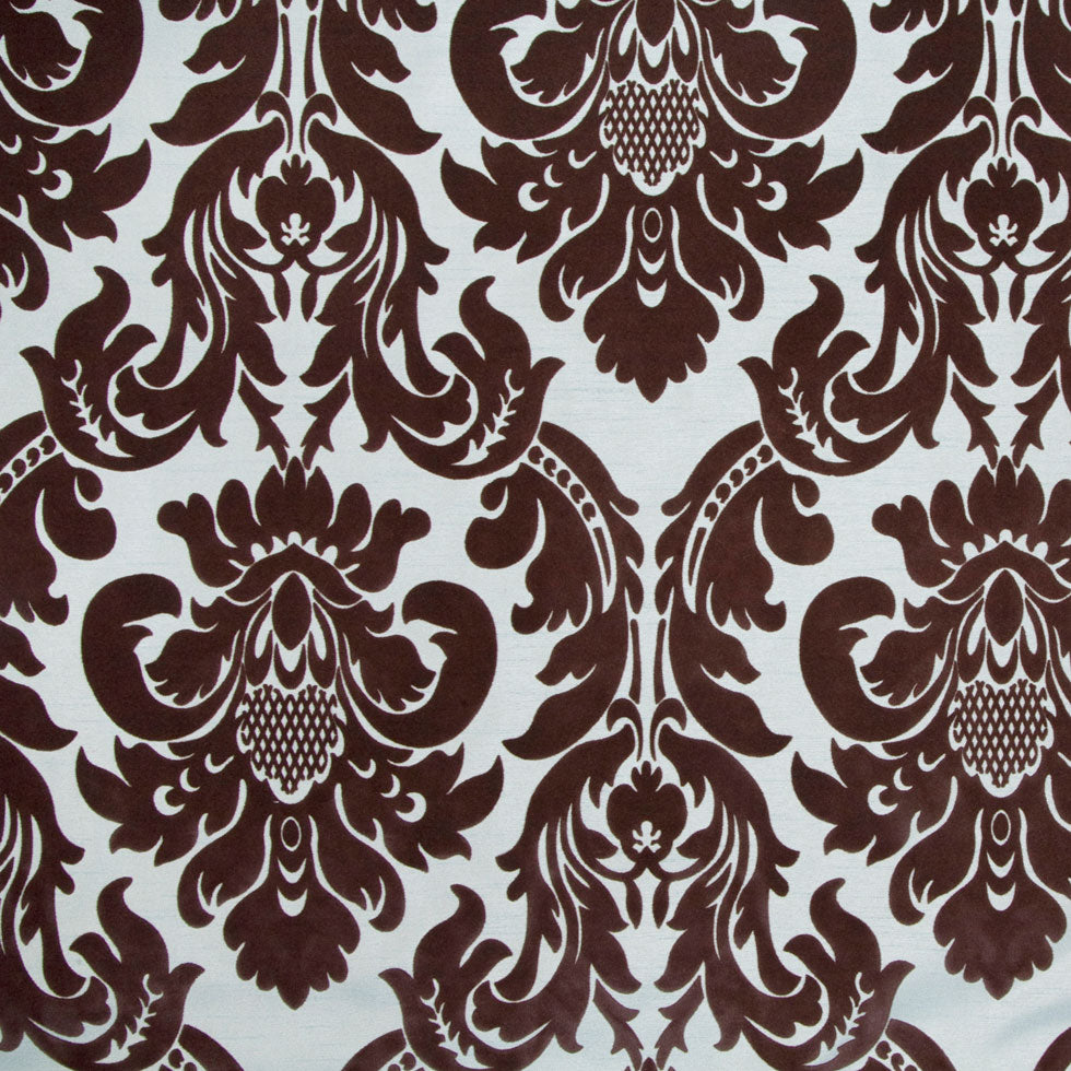 Tiffany Blue/Dark Brown Damask Flocked