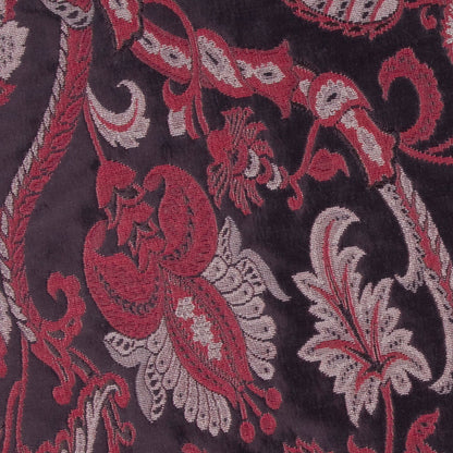 Chocolate/Red/Beige Floral Brocade Detail