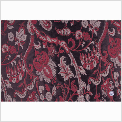 Chocolate/Red/Beige Floral Brocade Full
