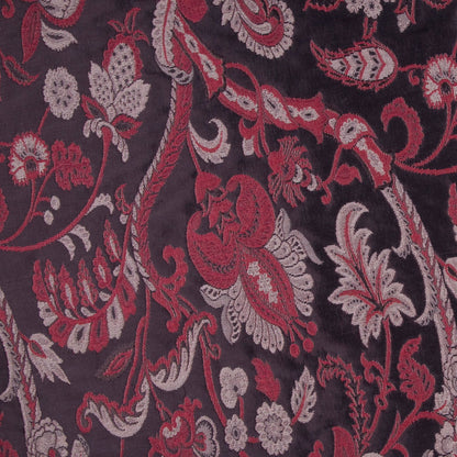 Chocolate/Red/Beige Floral Brocade