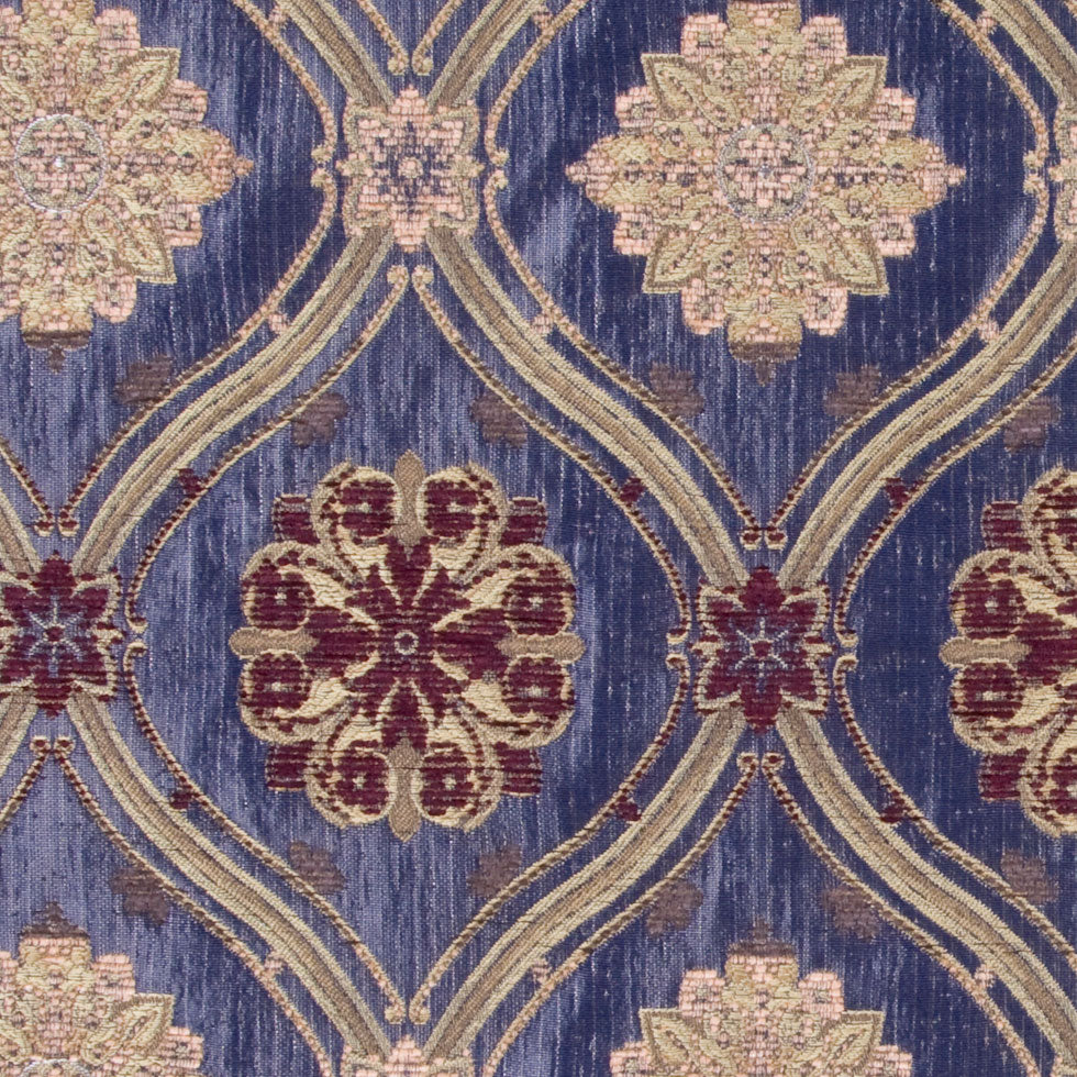 Blue/Gold/Wine Floral Brocade Detail