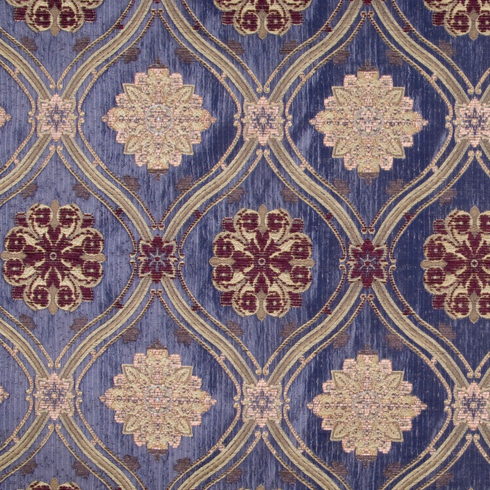 Blue/Gold/Wine Floral Brocade