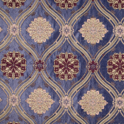 Blue/Gold/Wine Floral Brocade