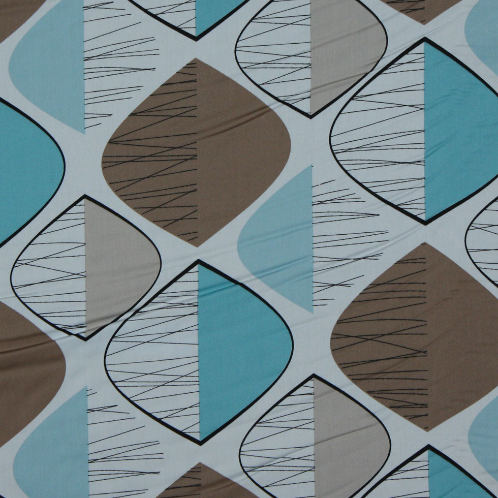 White/Light Teal/Taupe Geometric Prints Detail