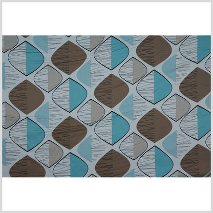White/Light Teal/Taupe Geometric Prints Full