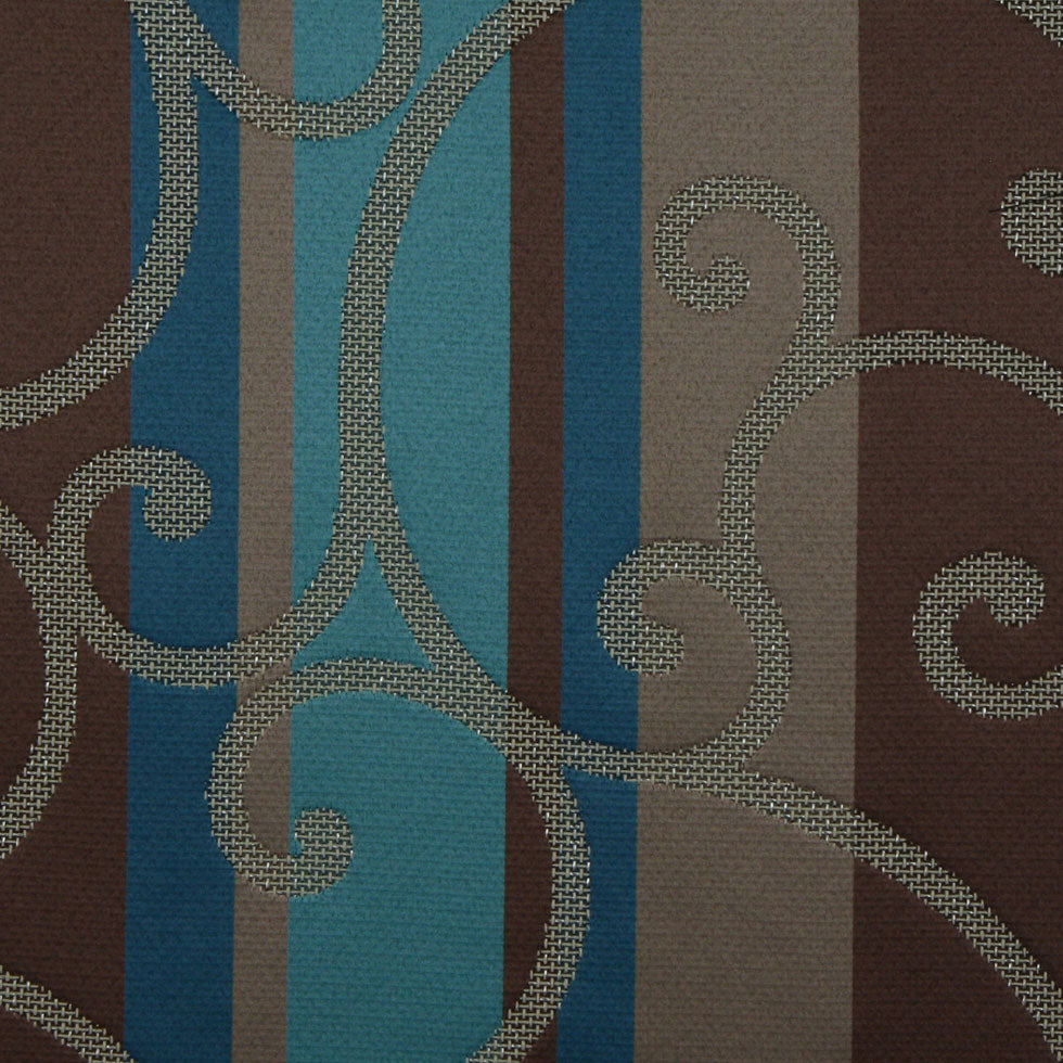 Teal/Constellation Blue/Chocolate/Taupe Swirls Woven Detail