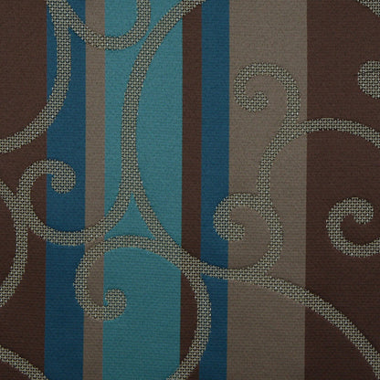 Teal/Constellation Blue/Chocolate/Taupe Swirls Woven Detail