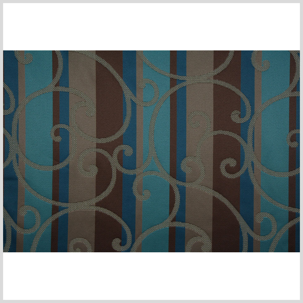 Teal/Constellation Blue/Chocolate/Taupe Swirls Woven Full