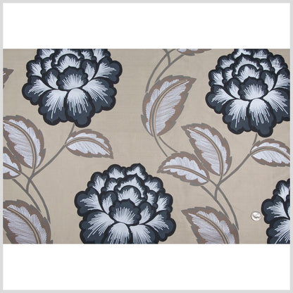 Antique Gold/Ebony Floral Shantung   /Dupioni Full