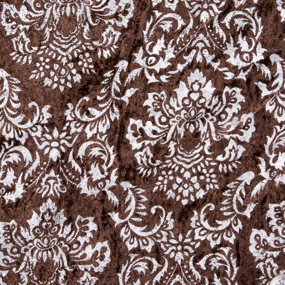 Dark Brown/Silver Damask Velvet Detail