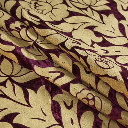 Royal Purple Velvet with Royal Gold Foil Floral Design Folded