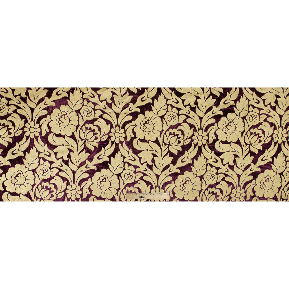 Royal Purple Velvet with Royal Gold Foil Floral Design Full