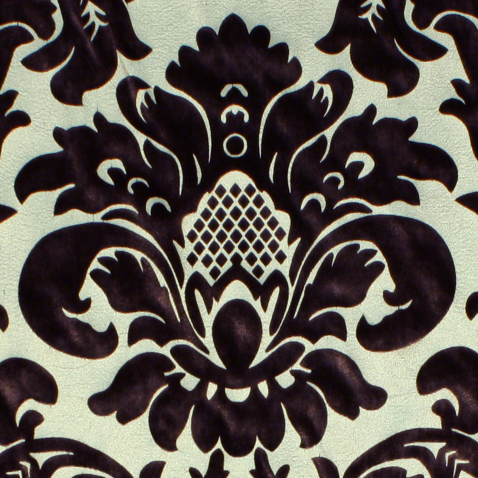 Chocolate/Royal Gold Floral Velvet Detail