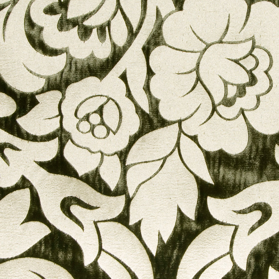 Moss/Royal Gold Floral Velvet Detail