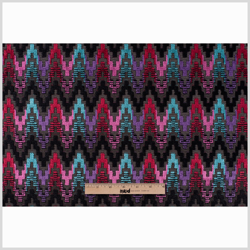 Zwart/Multi 6489 Ikat Velvet Full