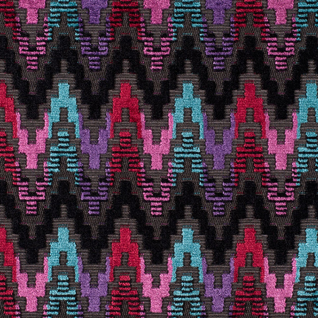 Zwart/Multi 6489 Ikat Velvet