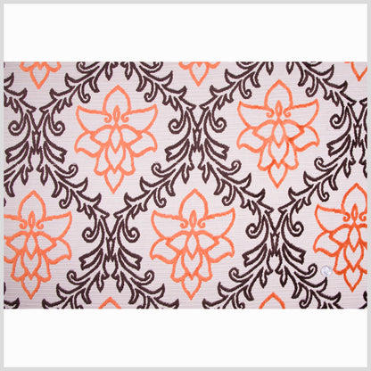 Chocolate, Orange and Beige Damask Floral Chenille Full