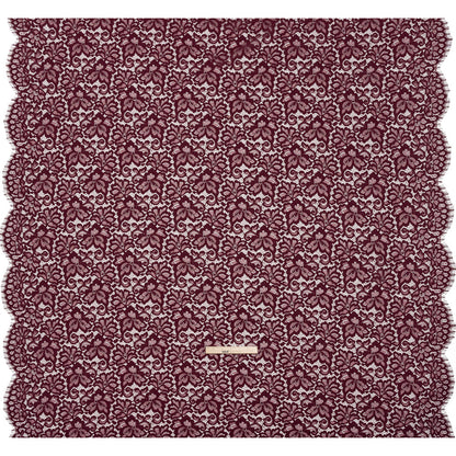Corded Lace Panel with Petal Scalloped And Fringed Edges - Burgundy Floral