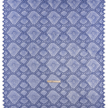 Metallic Raschel Lace Panel with Finished Edges - Electric Blue and Silver Sun Ray Ogees